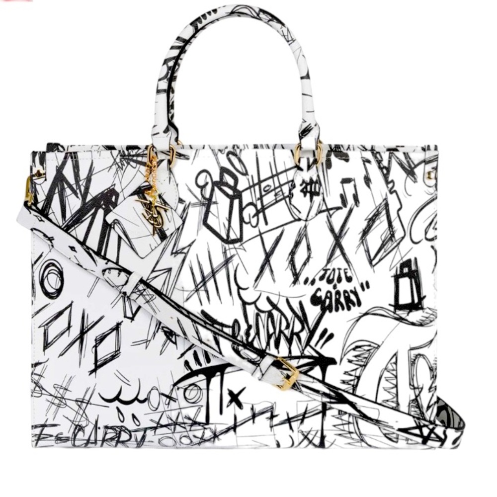 Tote & Carry Large Hand Drawn Graffiti Tote Bag - Picture 4 of 7
